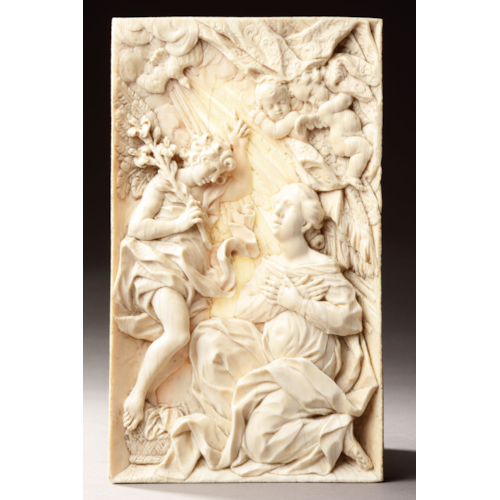 Netherlandish Baroque Ivory Plaque in High Relief